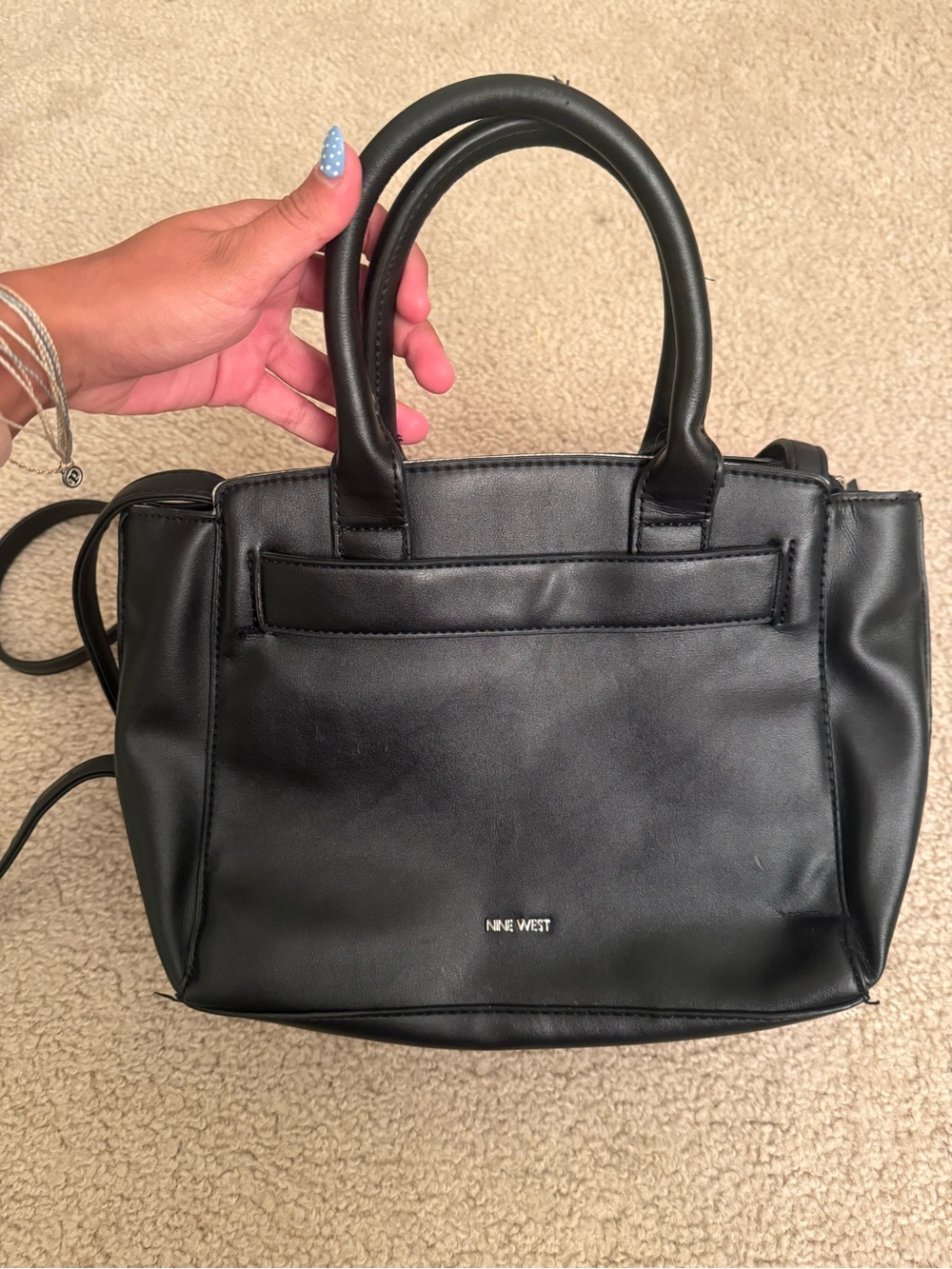 Nine West Black Faux Leather Double-Handle Satchel